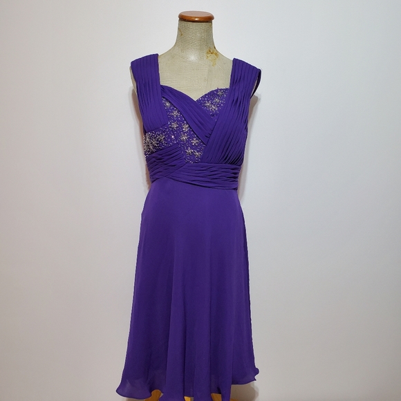 Karma Dresses & Skirts - Purple fit and flare NWT beaded sleeveless Dress 8